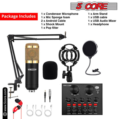 5Core Recording Microphone Podcast Bundle Professional Condenser