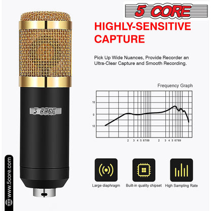 5Core Recording Microphone Podcast Bundle Professional Condenser