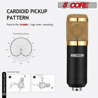 5Core Recording Microphone Podcast Bundle Professional Condenser