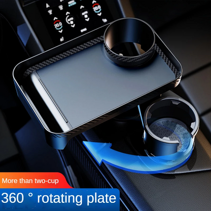 Multifunctional Car Cup Holder with Attachable Tray 360° Swivel